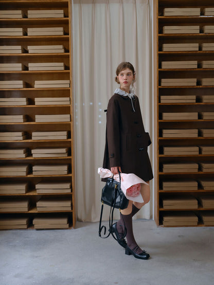 Ribbon Toggle Flare Coat