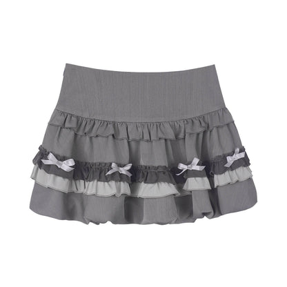 Layered Ribbon Frill Mini Skirt