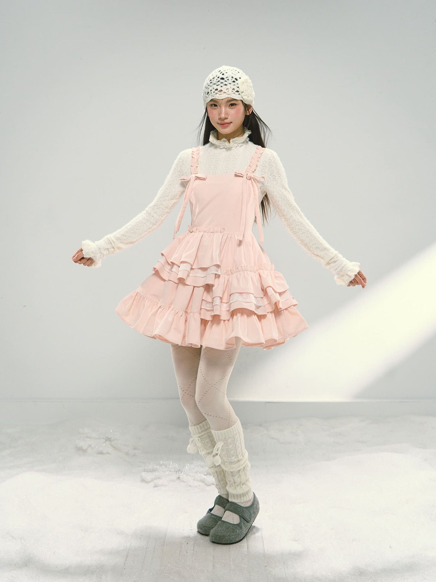 Pink Tiered Lace Camisole Dress