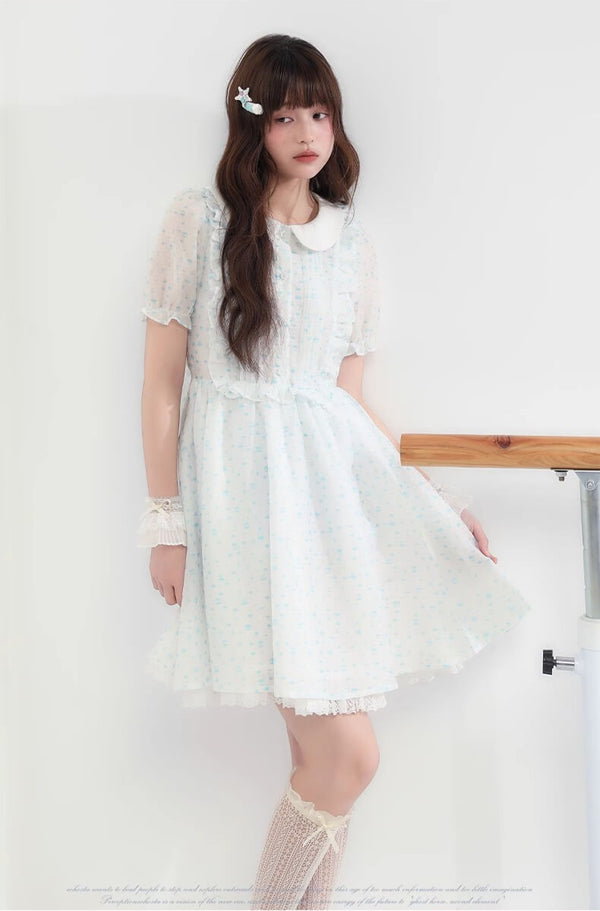 Sugar lace airy frill sheer dress