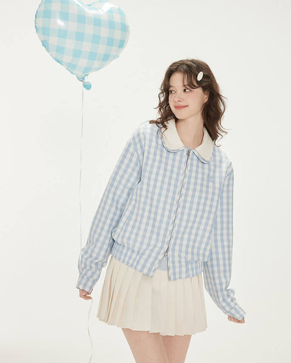 Gingham Check Collar Blouson
