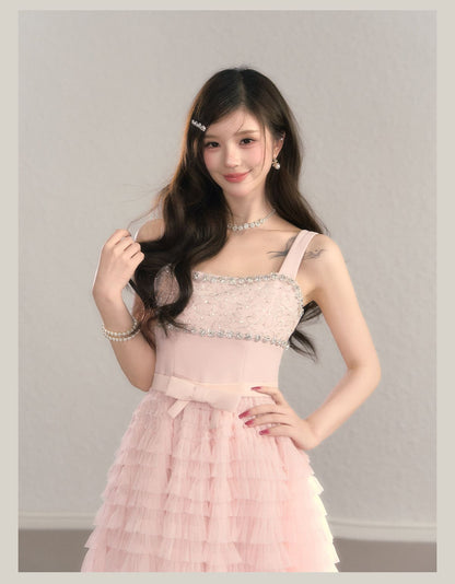 Crystal Lace Tiered Tulle Princess Dress