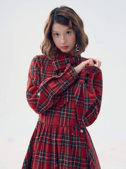 Victorian Plaid Tiered Long Dress