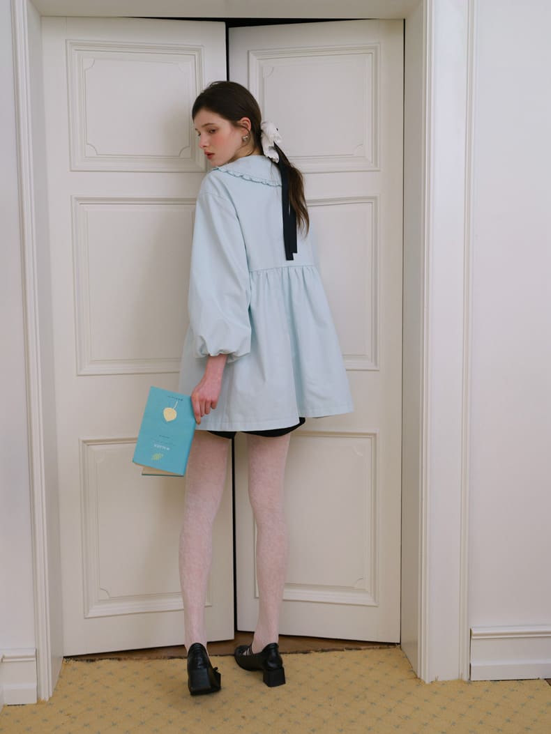 Elegant Ribbon Collar A-Line Coat