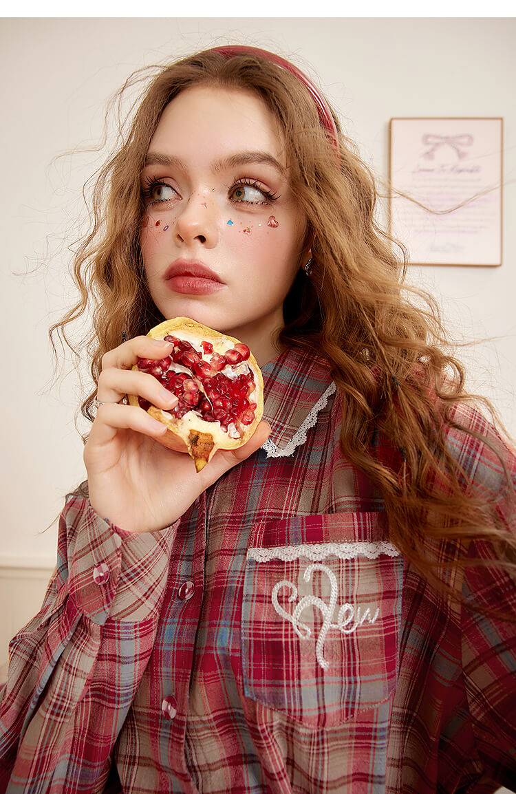 Lace-Up Plaid Tiered Dress