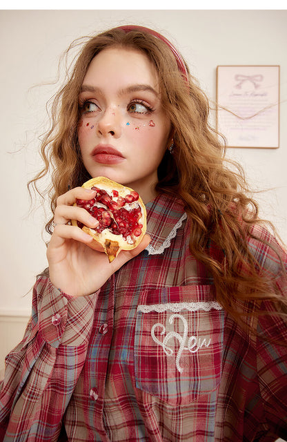 Lace-Up Plaid Tiered Dress