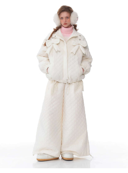 Charm Ribbon Quilted Puffer Jacket