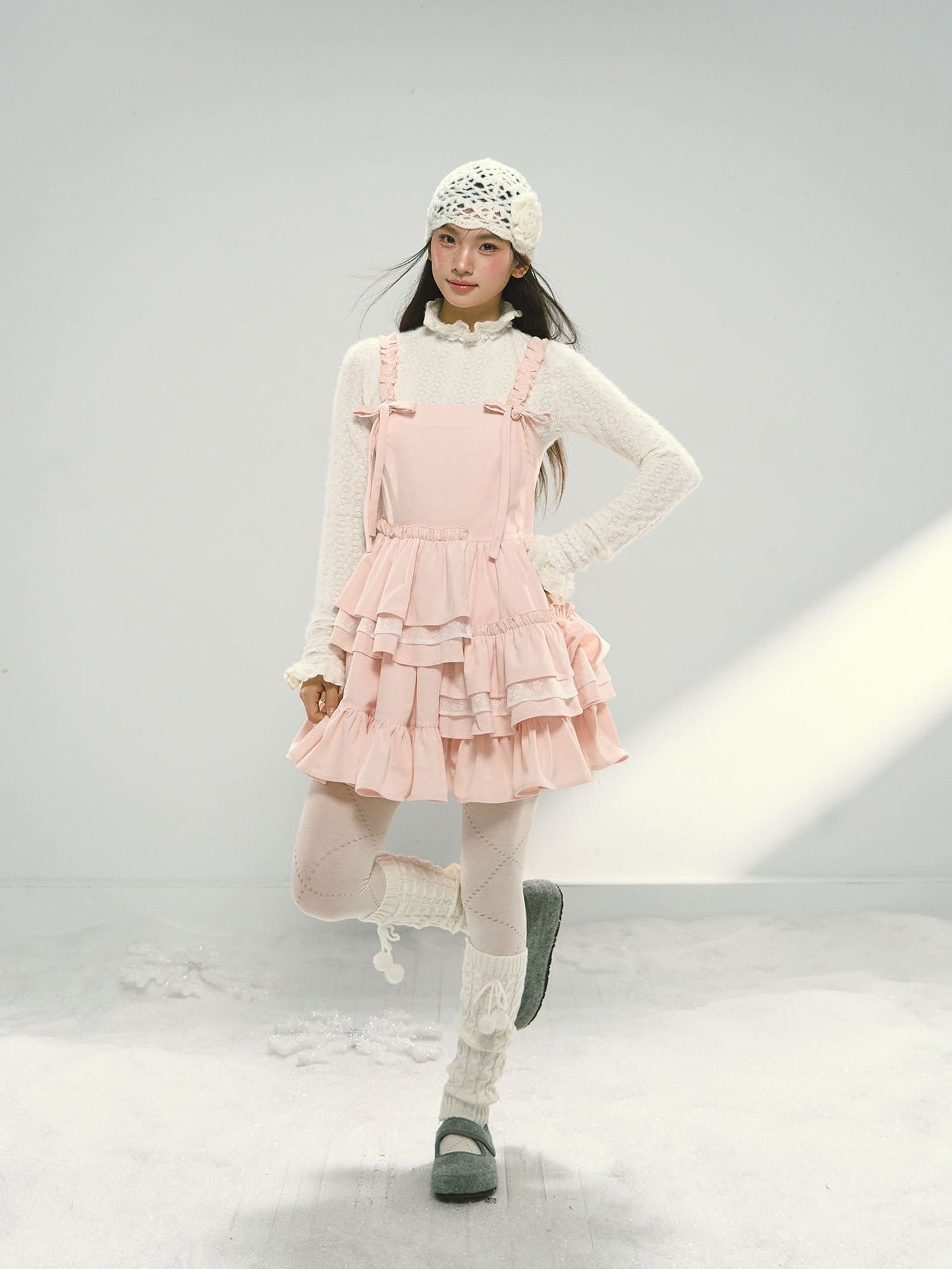 Pink Tiered Lace Camisole Dress