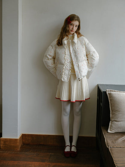 Ribbon Charm Puffy Short Coat