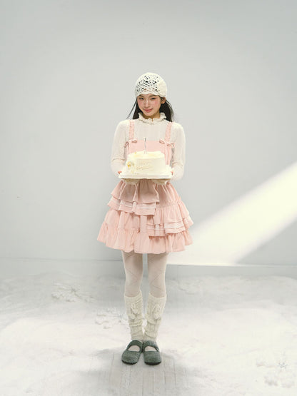 Pink Tiered Lace Camisole Dress