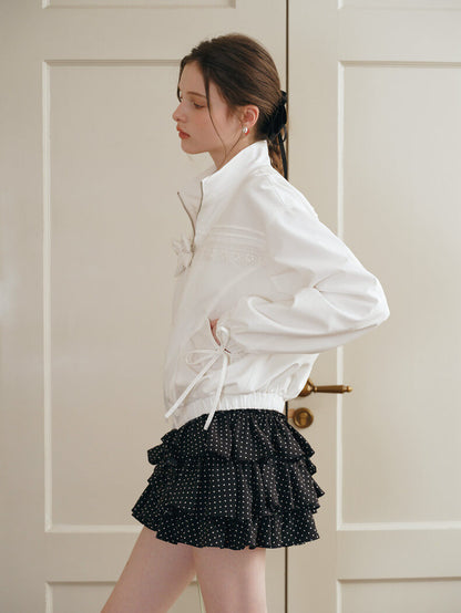 Lace Ribbon Zip Blouson