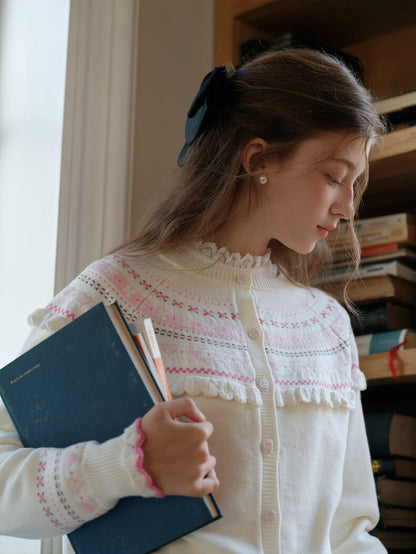 Snowy Charm Ribbon-Edge Knit