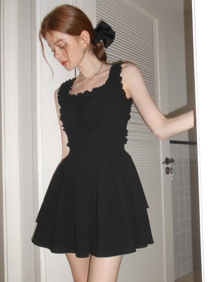 Frill Sleeveless Tiered Mini Dress