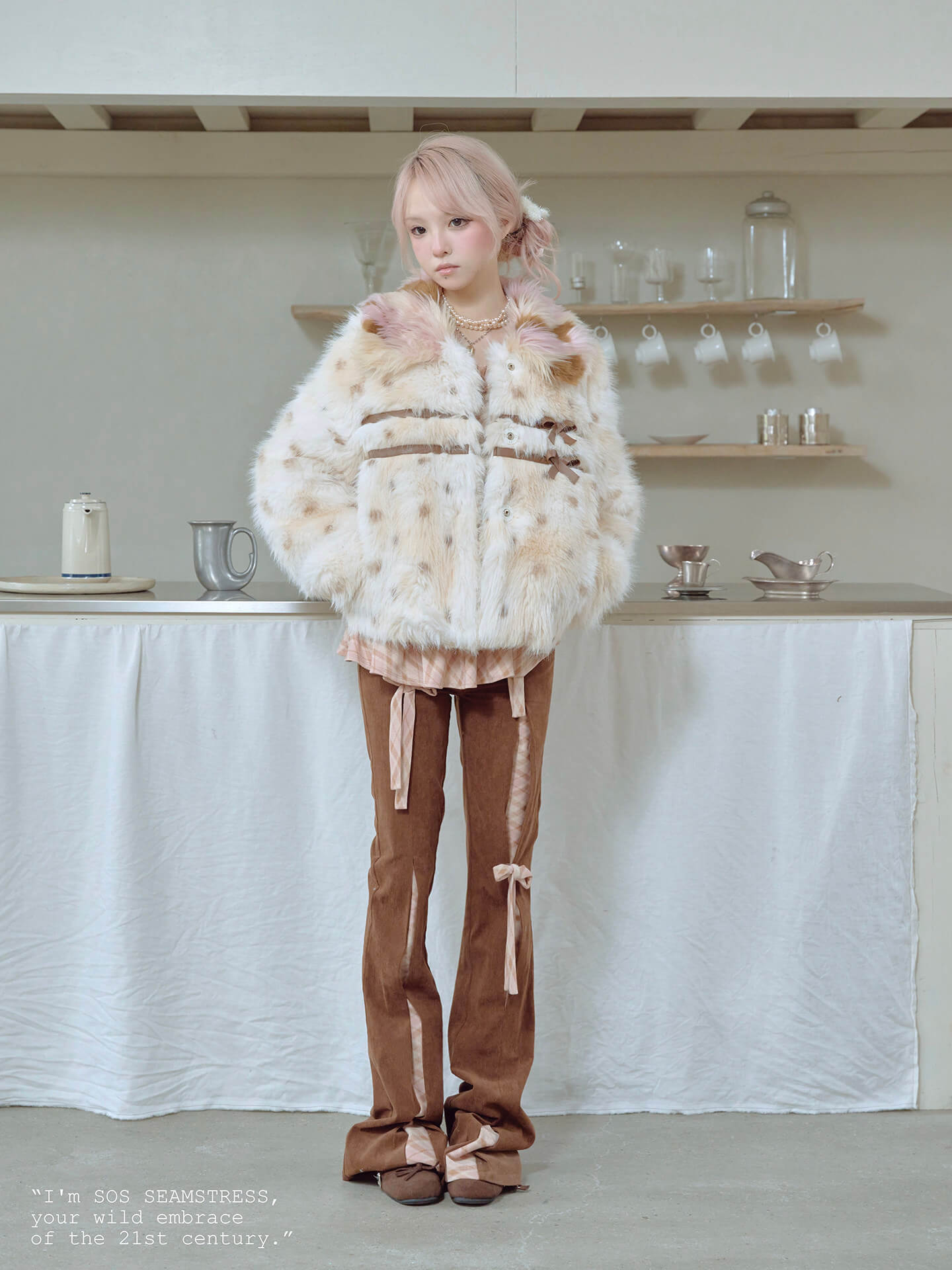 Ribbon Detail Corduroy Slim Pants