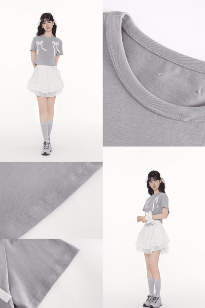 Sweet Double Ribbon T-shirt（全2色）