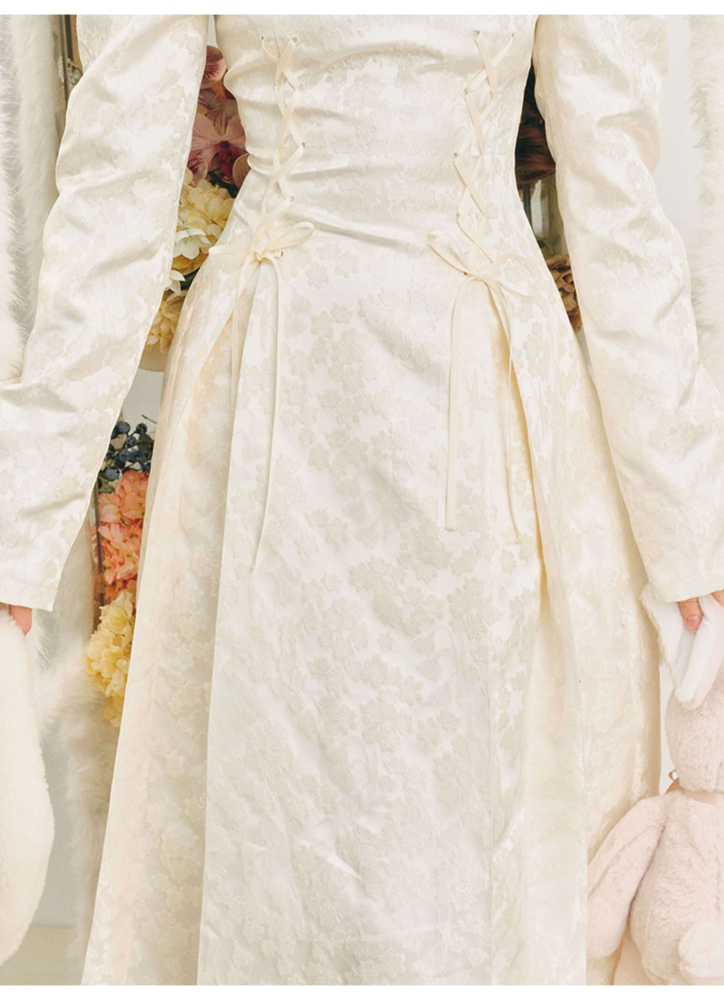 Elegant Lace Yoke Corseted Dress