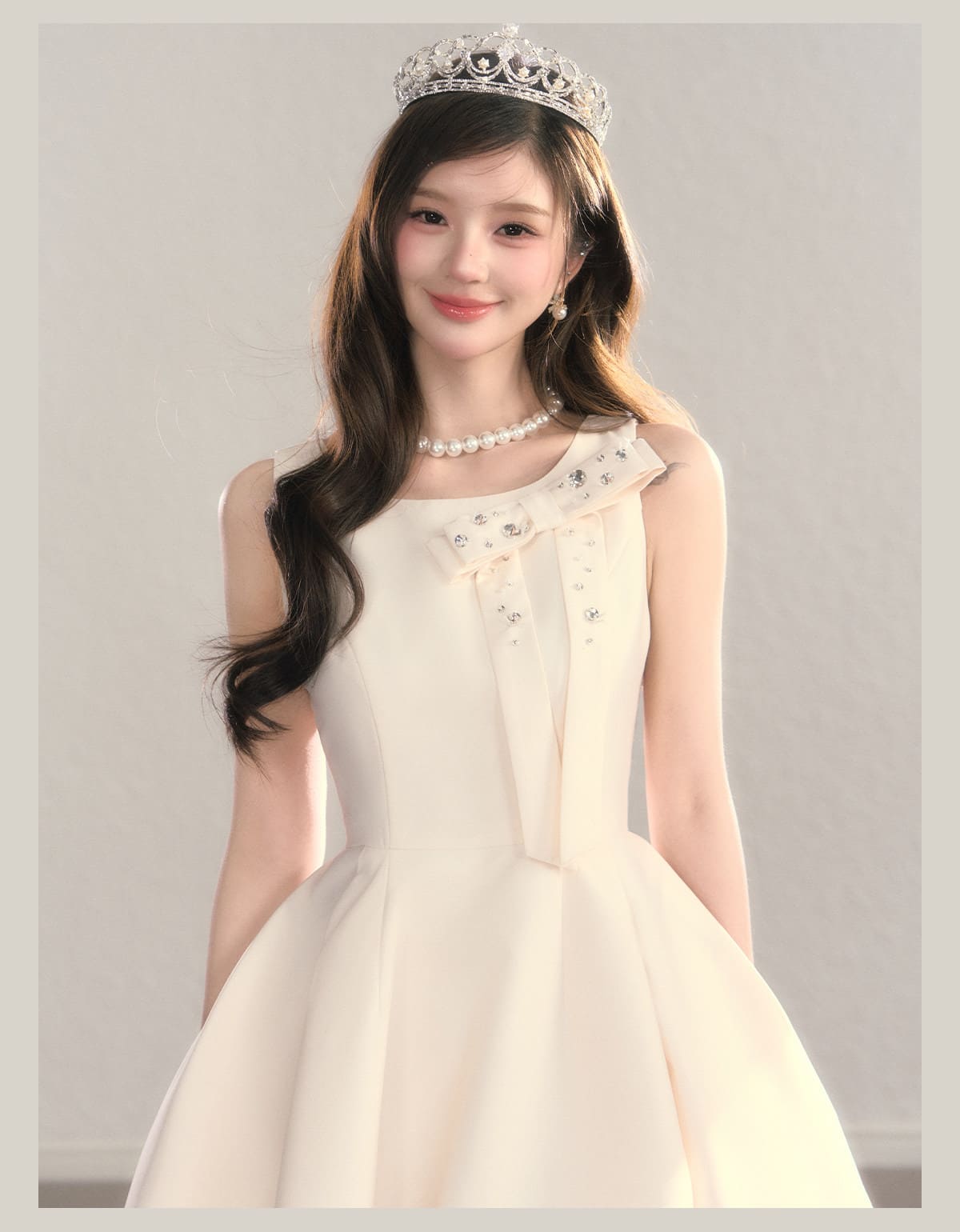 Elegant Jewel Ribbon Flare Dress