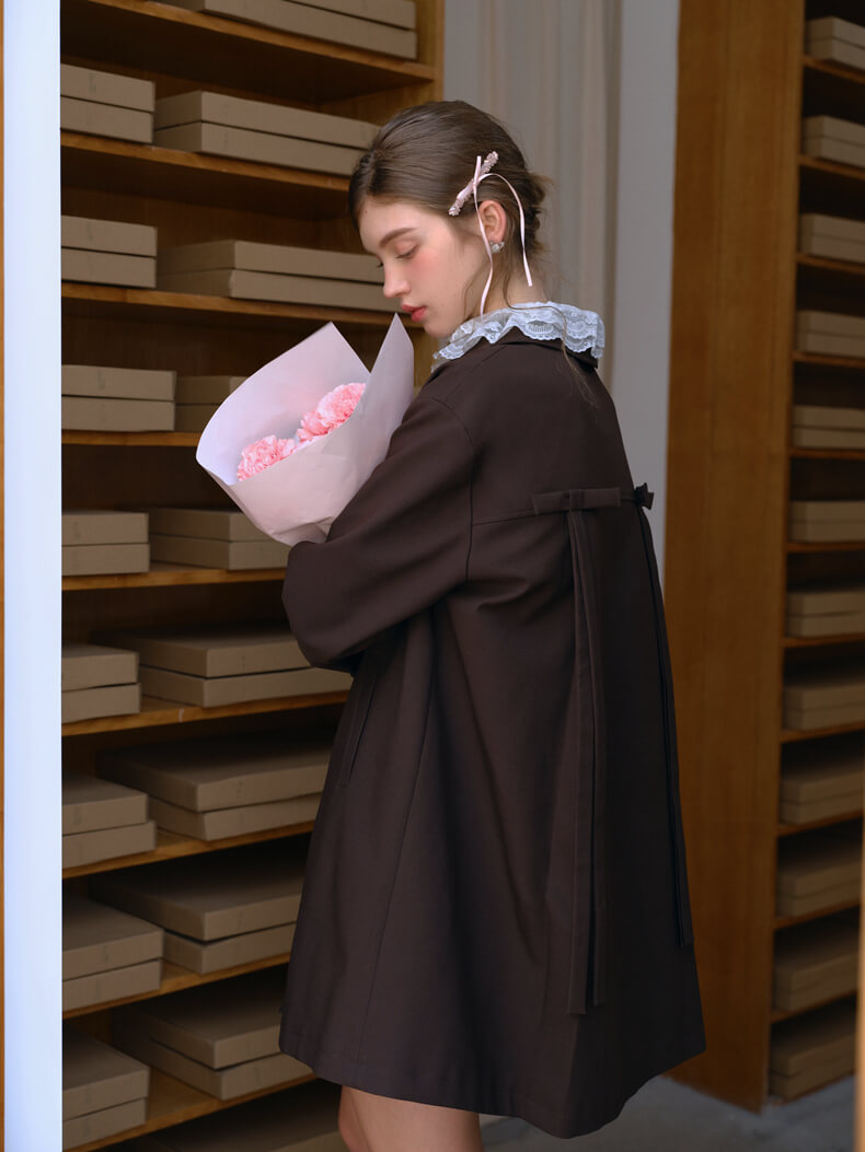 Ribbon Toggle Flare Coat