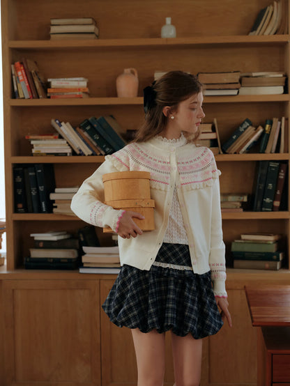 Snowy Charm Ribbon-Edge Knit