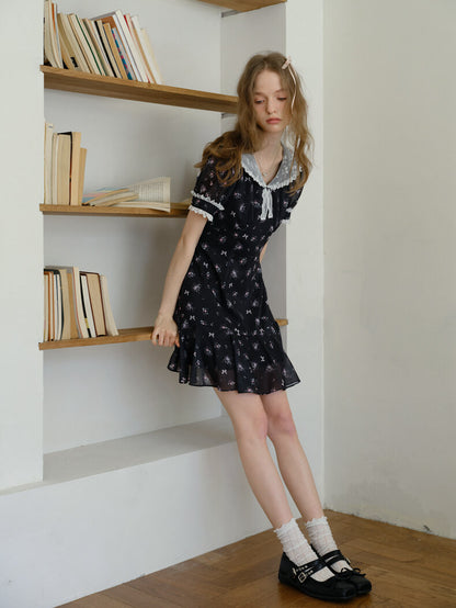 Vintage Lace Ribbon Floral Dress