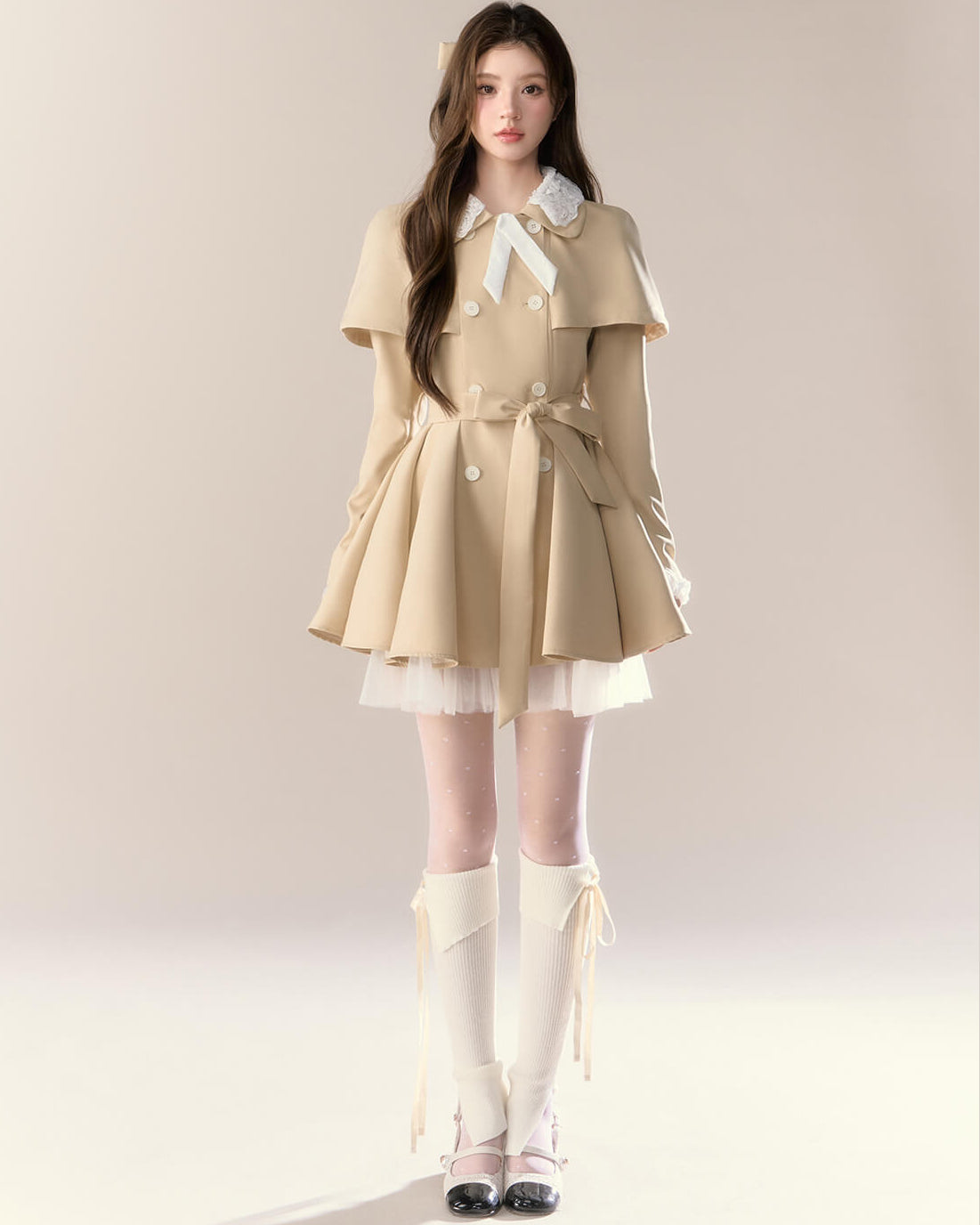 Romantic Cape Flare Dress Coat（全2色）