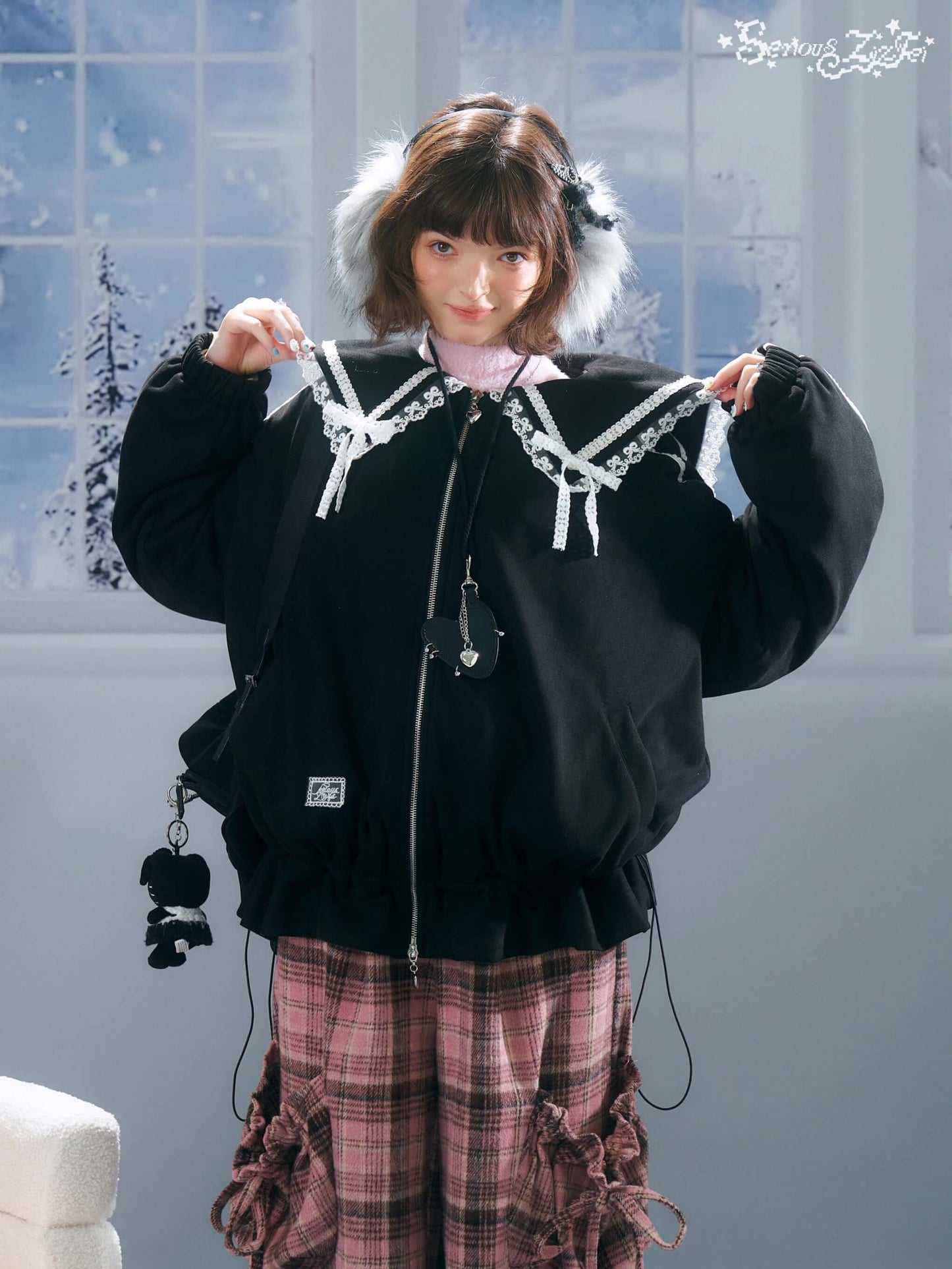 Lace Sailor Ribbon Flare Blouson