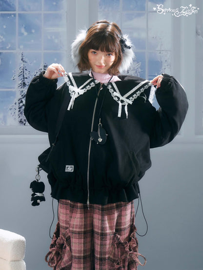 Lace Sailor Ribbon Flare Blouson