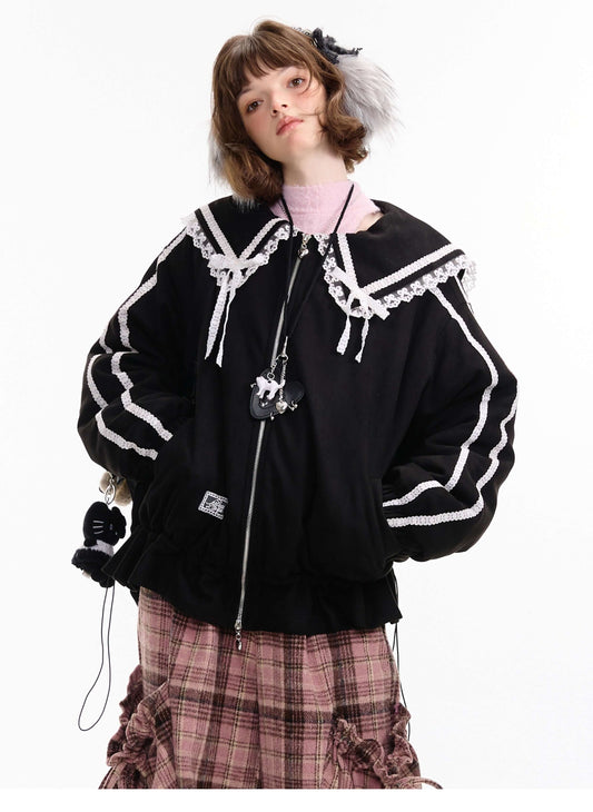 Lace Sailor Ribbon Flare Blouson