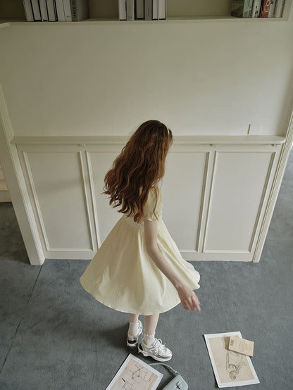 Lemon Charm Ribbon Yellow Dress