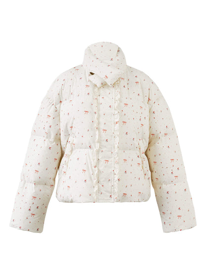 Ribbon Charm Puffy Short Coat