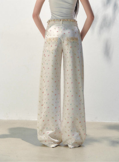 Rosy Lace Flower Coast Pants