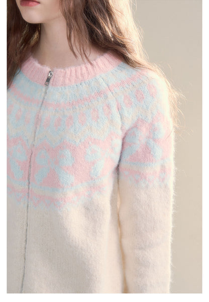 Winter Bloom Ribbon Print Knit