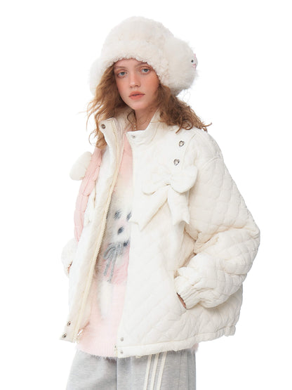 Charm Ribbon Quilted Puffer Jacket