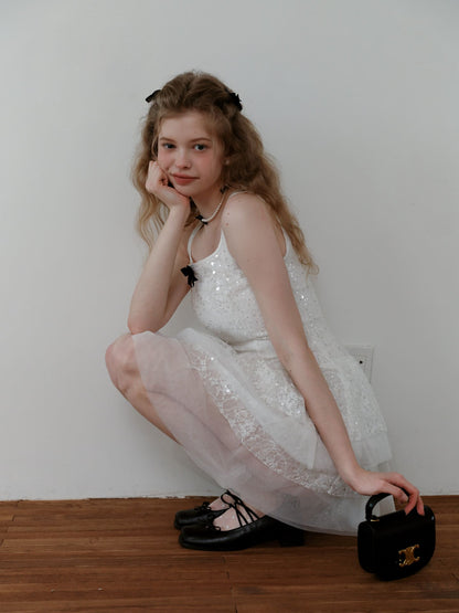 Elegant Sequin Tulle Tiered Mini Dress