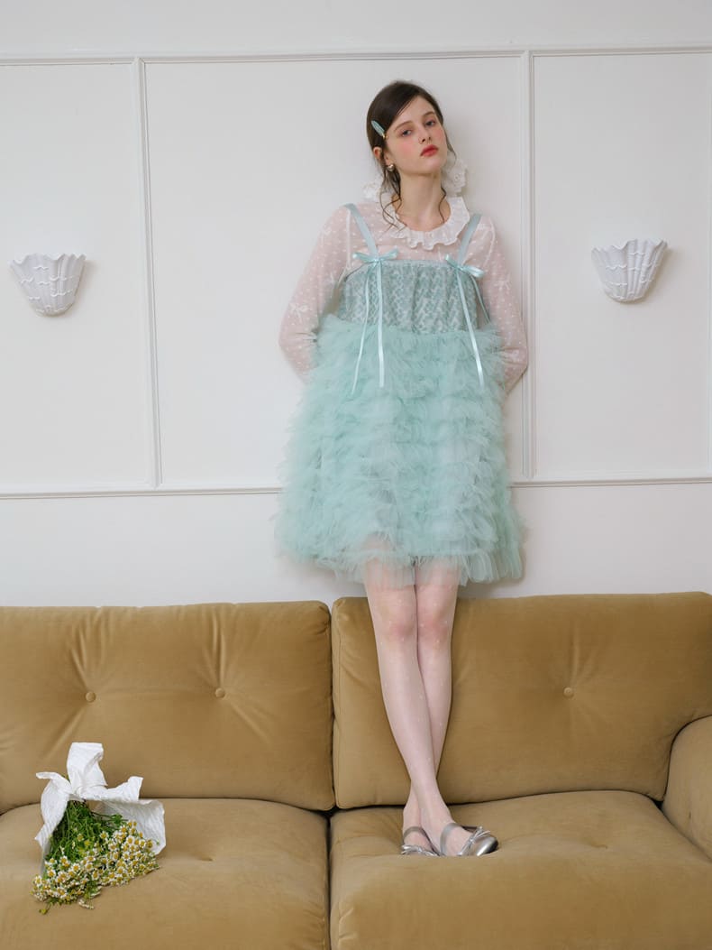 Elegant Sequin Tulle Camisole Dress