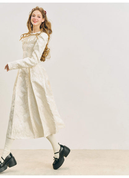 Elegant Lace Yoke Corseted Dress