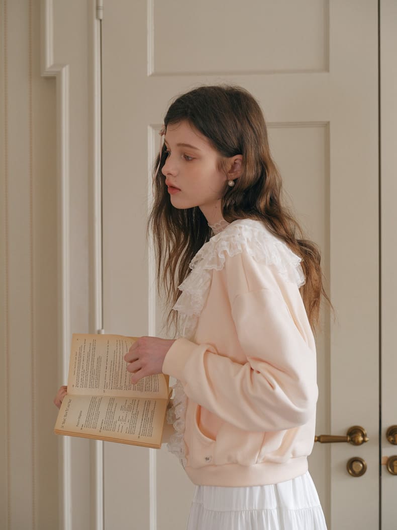 Romantic Frill Collar Zip-Up Blouson