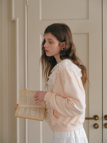 Romantic Frill Collar Zip-Up Blouson