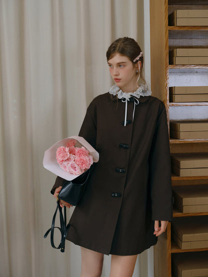 Ribbon Toggle Flare Coat