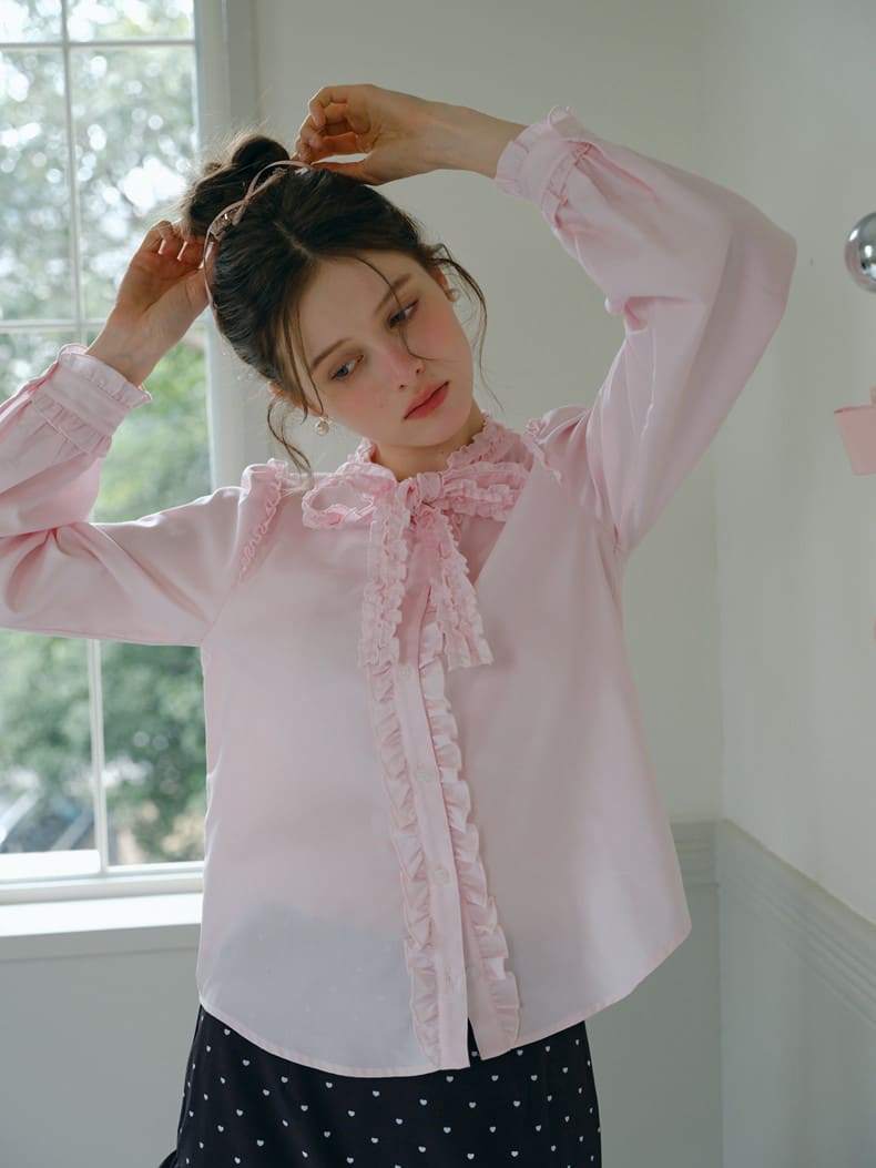 Elegant Frill Ribbon Blouse
