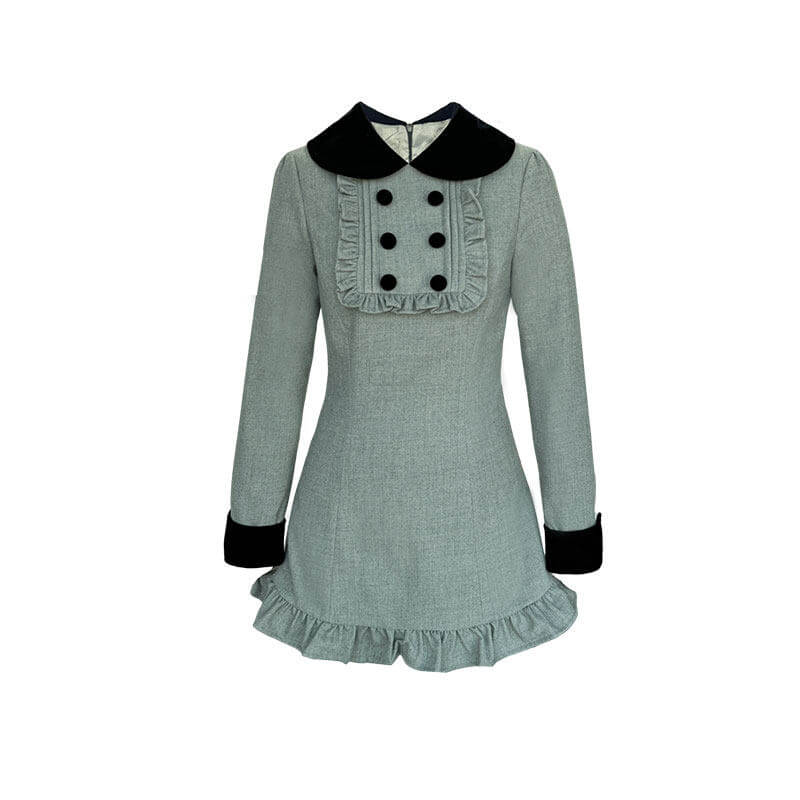 Velvet Collar Classic Frill Dress（全2色）