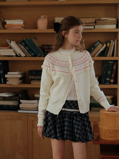 Snowy Charm Ribbon-Edge Knit