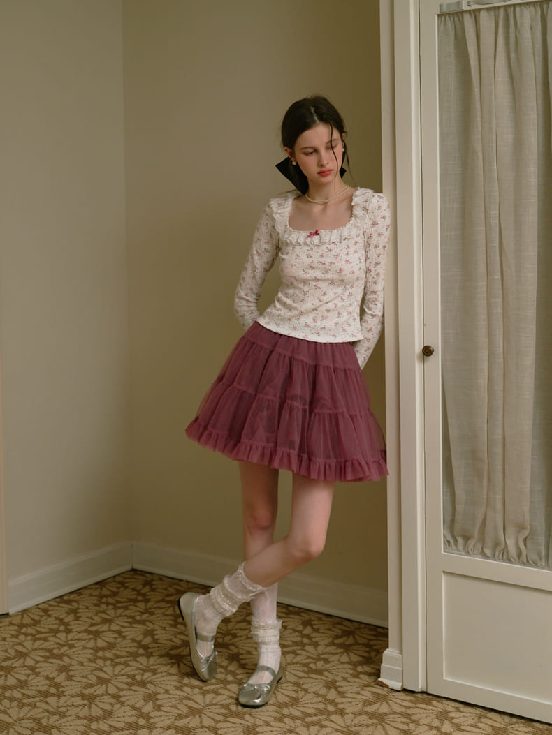 Deep Color Tiered Mini Skirt