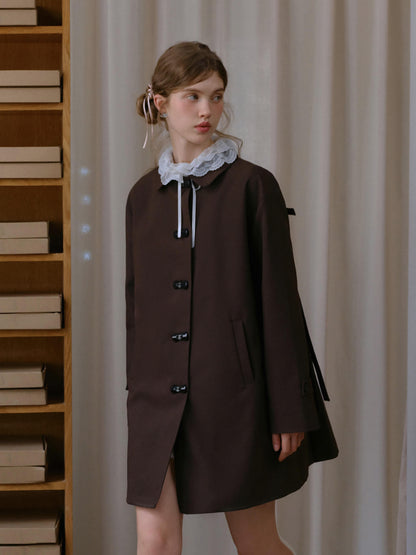 Ribbon Toggle Flare Coat