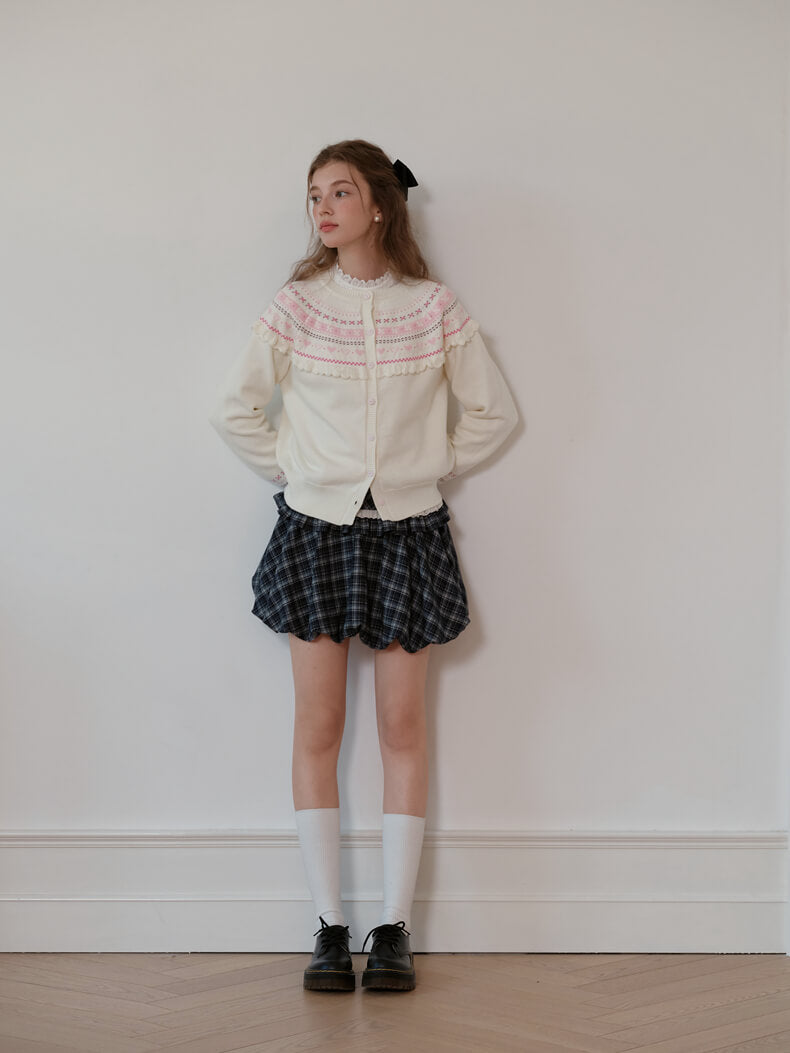 Snowy Charm Ribbon-Edge Knit