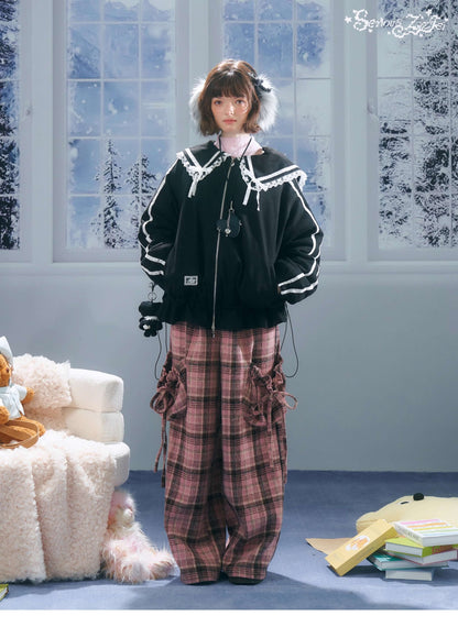 Lace Sailor Ribbon Flare Blouson