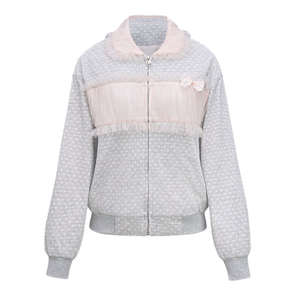 Soft Gray Tulle Layer Zip Blouson