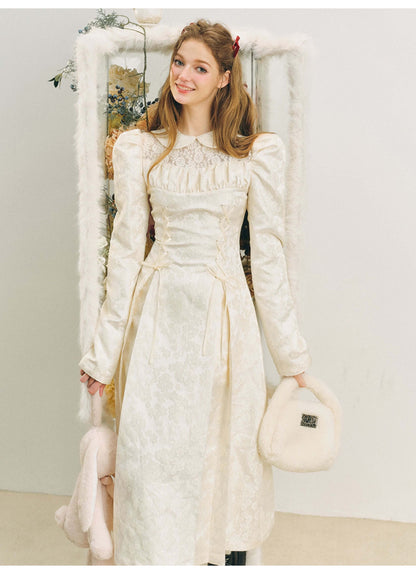 Elegant Lace Yoke Corseted Dress