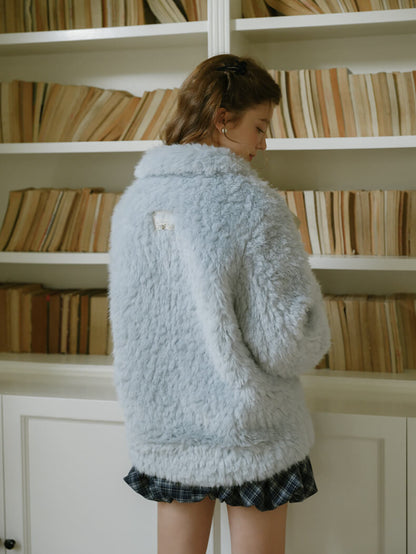 Ribbon Pastel Faux Fur Coat