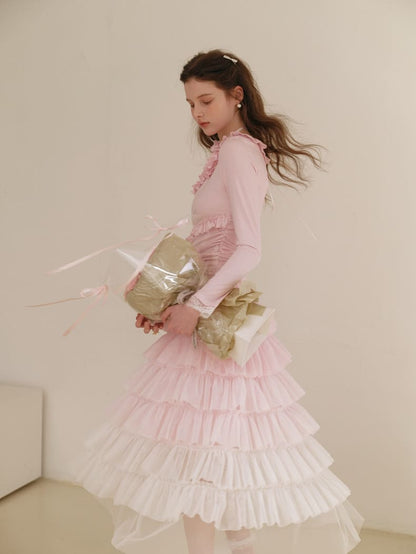 Dreamy Rose Gradient Maxi Skirt